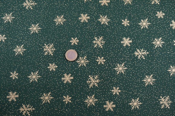 Popelin vianoce snowflakes/green